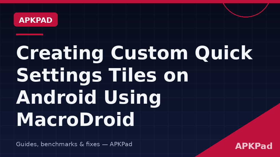 Custom Quick Settings tiles created with MacroDroid showing toggle states in the Android shade