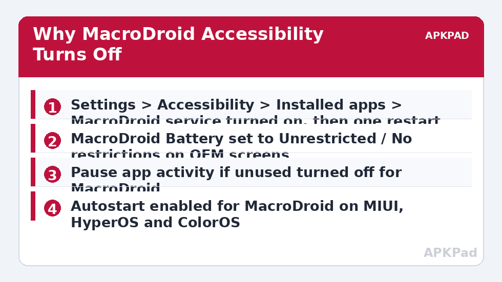 Why MacroDroid Accessibility Turns Off