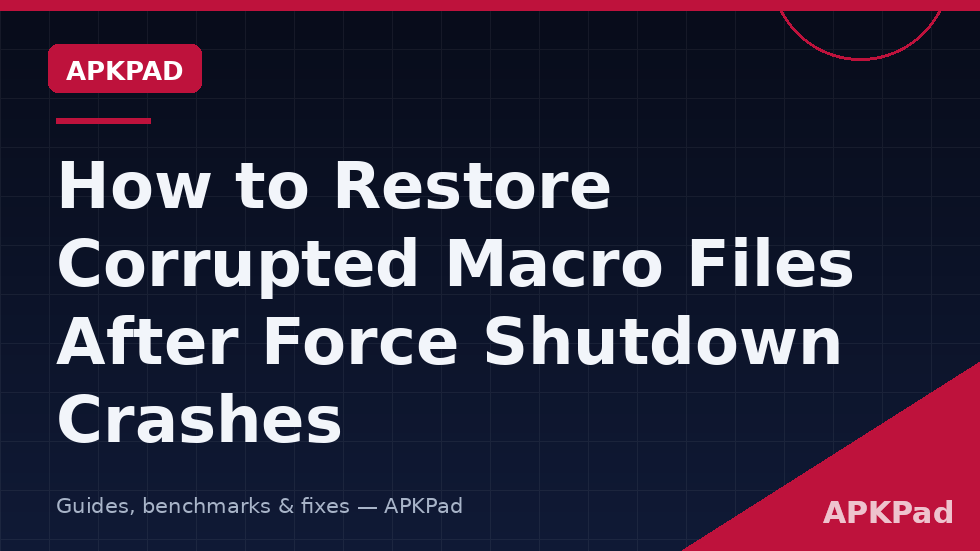 Recovery order diagram for corrupted MacroDroid macro files, starting with preserving data and ending with a fresh dated backup export
